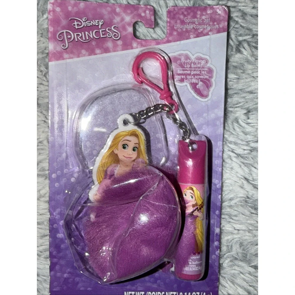 Disney Princess Ariel Rapunzel Lip Balm Keychain Cosmetic Set Lot of 2 New